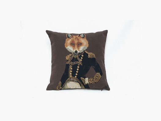 Lovergreen Kissen Motiv Kissen Fuchs in schwarzer Jacke mit Schulterpolster