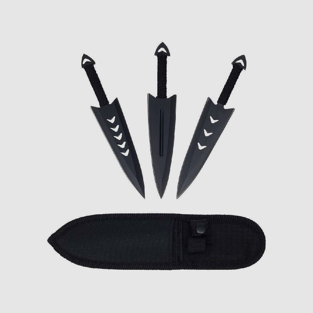 3 coltelli da lancio in set con custodia in nylon per l'avambraccio in stile ninja