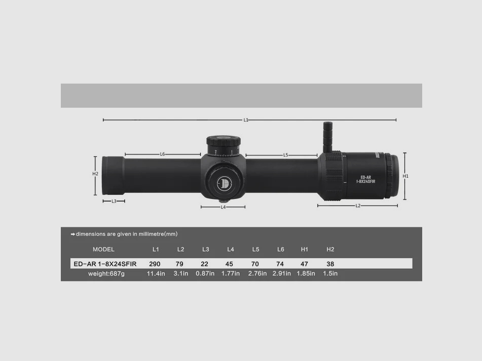 OPTYKA ODKRYWCZA ED-AR 1-8X24SFIR FFP-MRAD LPVO Luneta do polowania na dziki Szkło brak Vortex Kahles Athlon Bushnell Delta