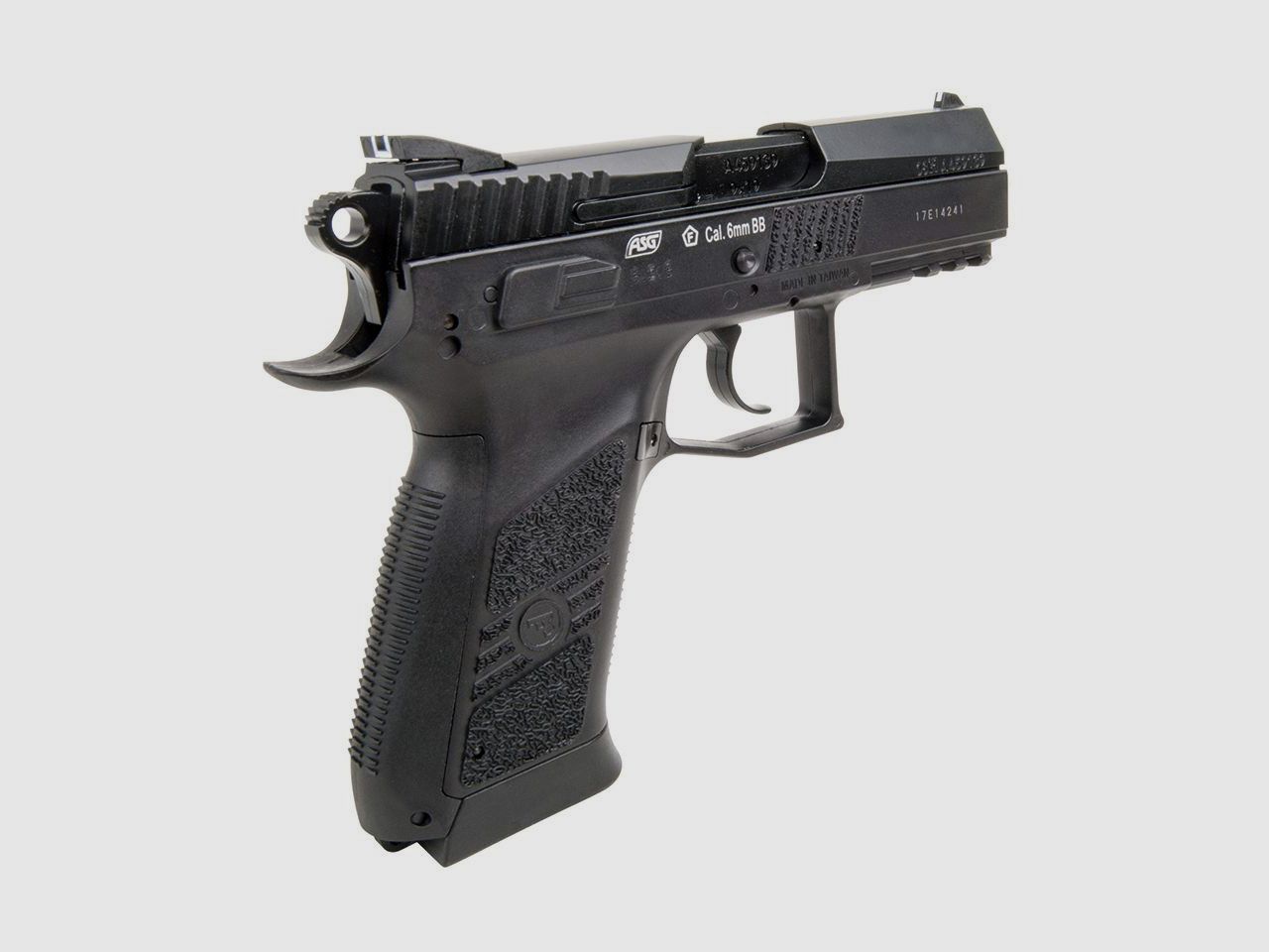 CO2 Softairpistole CZ 75 P-07 Duty Blow Back Metallschlitten schwarz Kaliber 6 mm BB (P18)+ schwarzer SchalldĂ¤mpfer Adapter