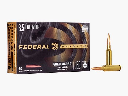 Federal Premium Gold Medal Berger 6,5mm Creedmoor 130GR AR Hybrid OTM 20 Patronen