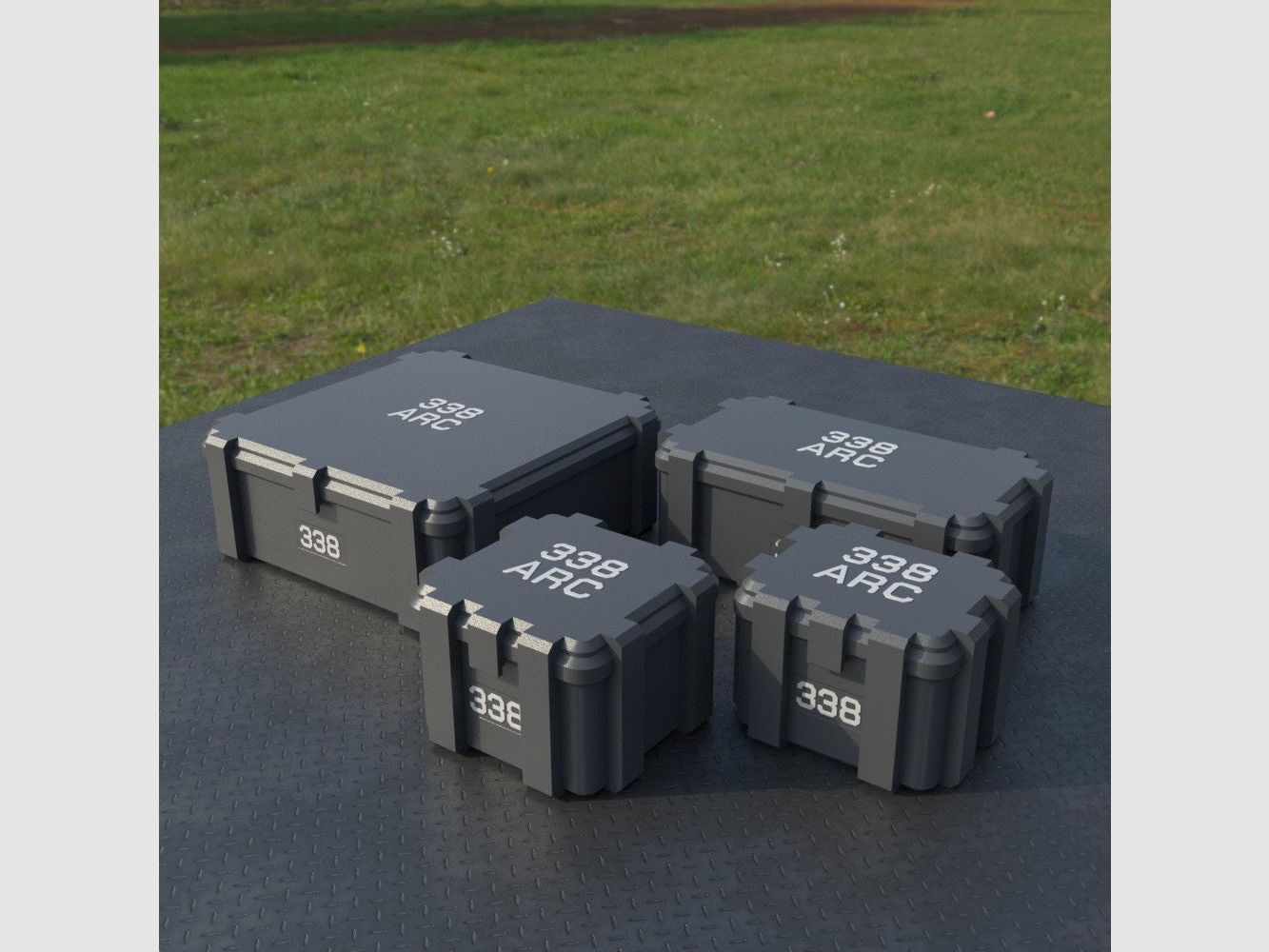 Filamelt scatola per munizioni / Ammo Box .338 ARC - scatola per cartucce 'coperchio a ribalta' - 20 / 25 / 50 / 100 colpi