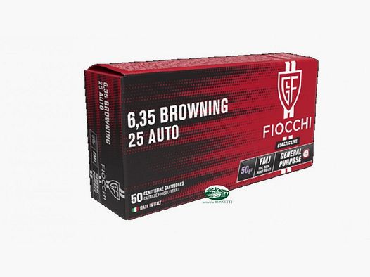 FIOCCHI Munition Kal. 6,35 Brown. / 25 Auto FMJ 50 gr.