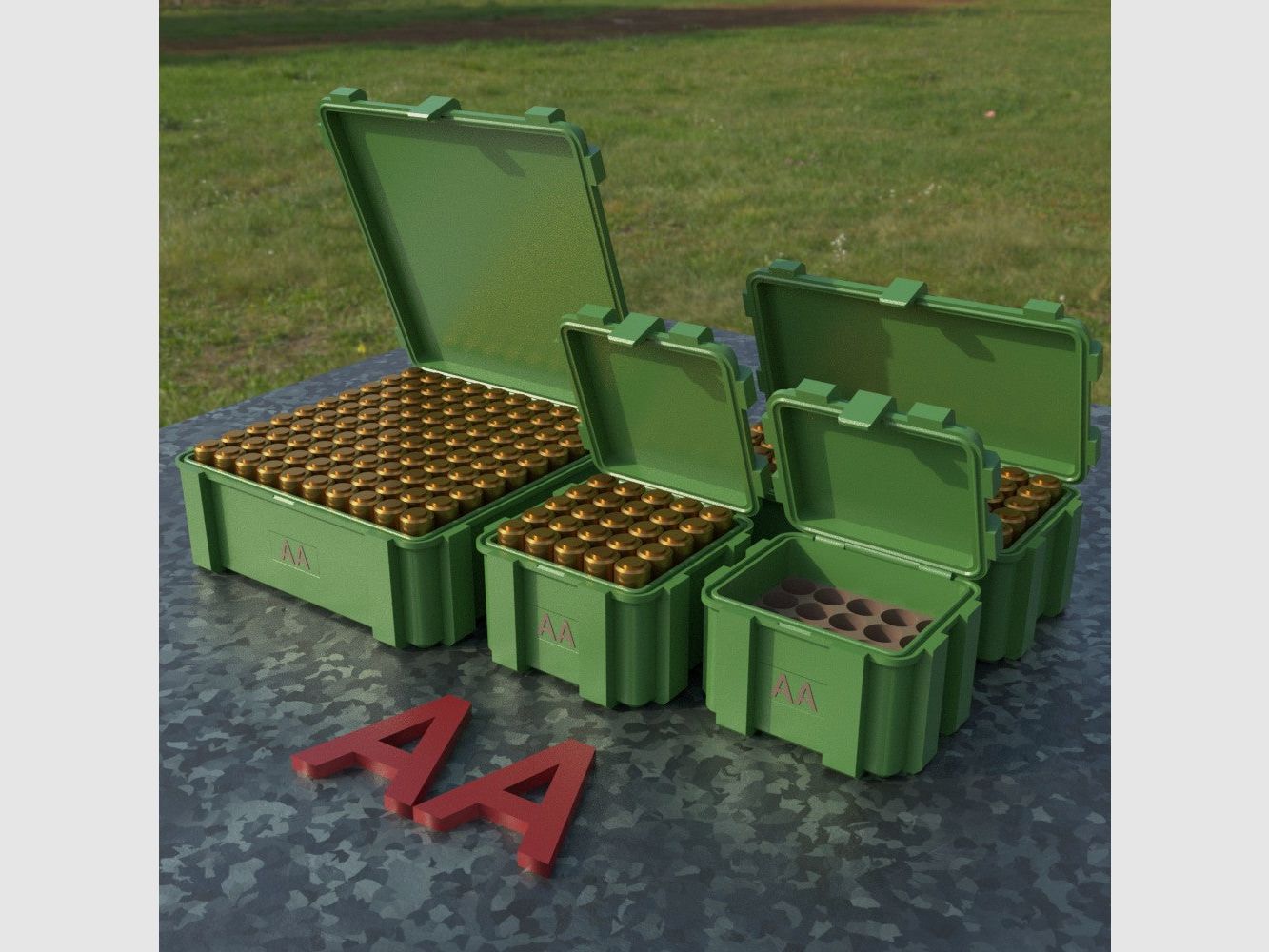 Filamelt Caja de baterías AA "Tapa plegable" - para 20 / 25 / 50 / 100 baterías