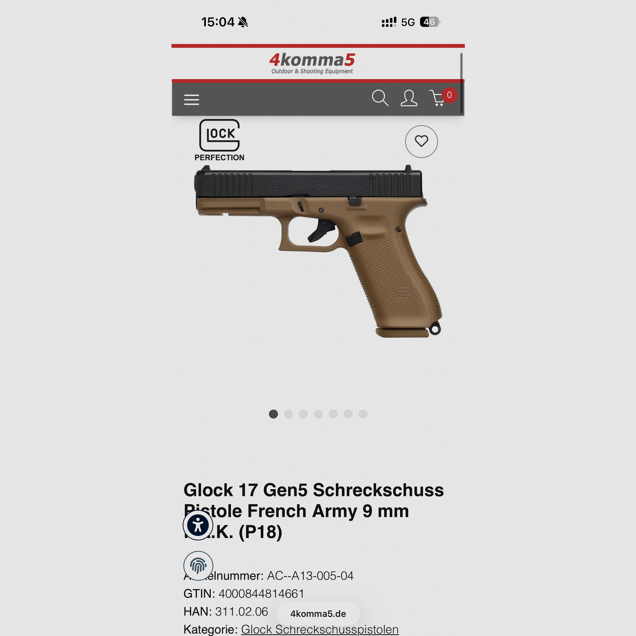 Glock 17 Gen5 Schreckschuss Pistole Französisches Militär