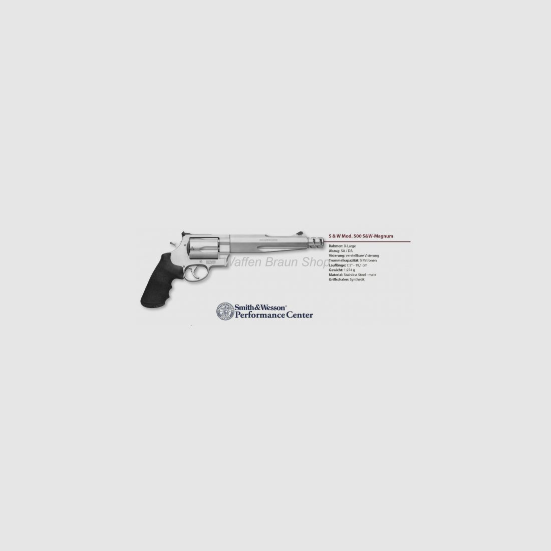 S&W Rev. Mod. 500 Hunter, cal. .500 S&W Mag., 7 1/2", Performence Center Model