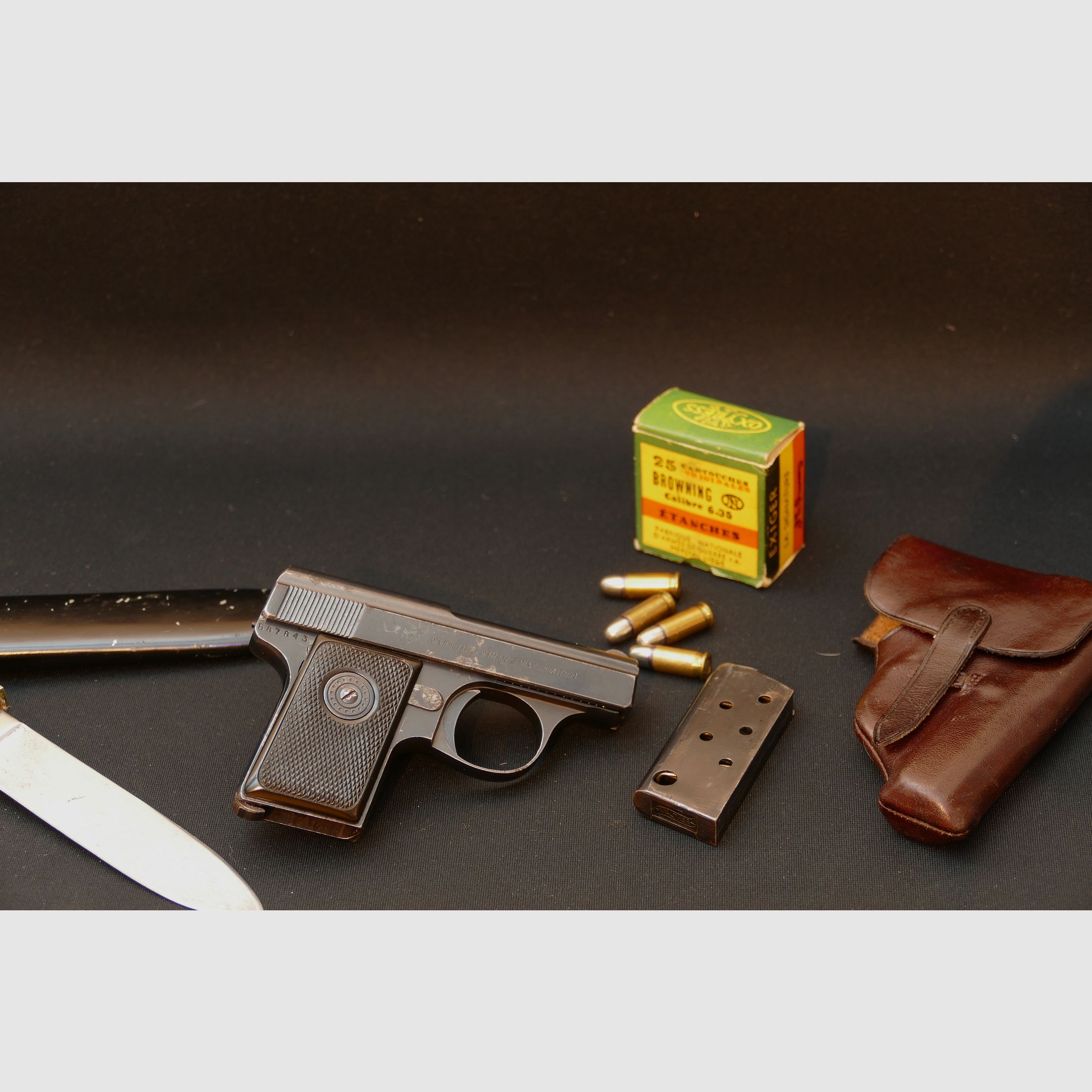 Walther Mod. 9, Tipo II, ca. 1928/29, Calibre 6,35mm Browning, pistola de bolsillo Zella Mehlis, WWII, WHB61