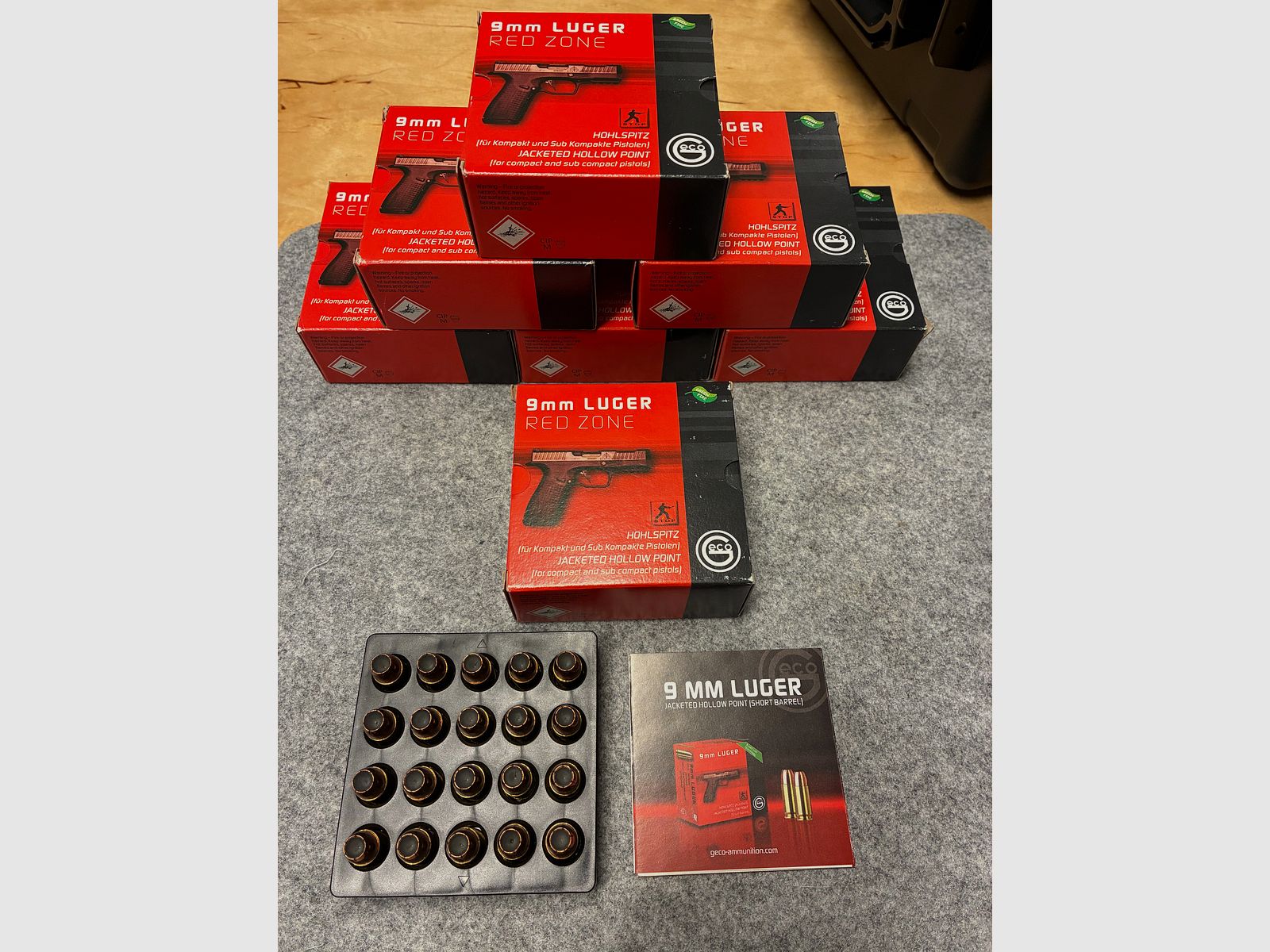 Geco 9mm Luger Red Zone 8,0 g Holhlspitz 124 gr jackated hollow point Fangschuss 124