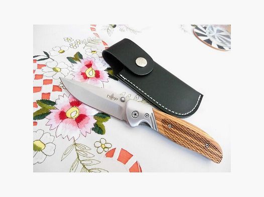 THIRD Outdoor-Taschenmesser elegant-praktisch,Walnussholz,Gürteltasche,420A,NEU