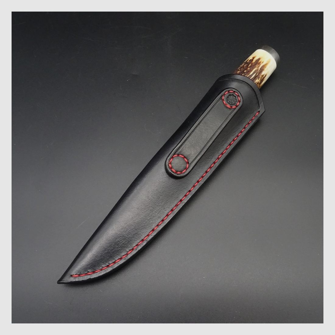 Preis inkl. 19% MwSt - Messer Schmidbauer Hunter Jagdmesser Damastklinge (9,4 cm), Sambar Hirsch