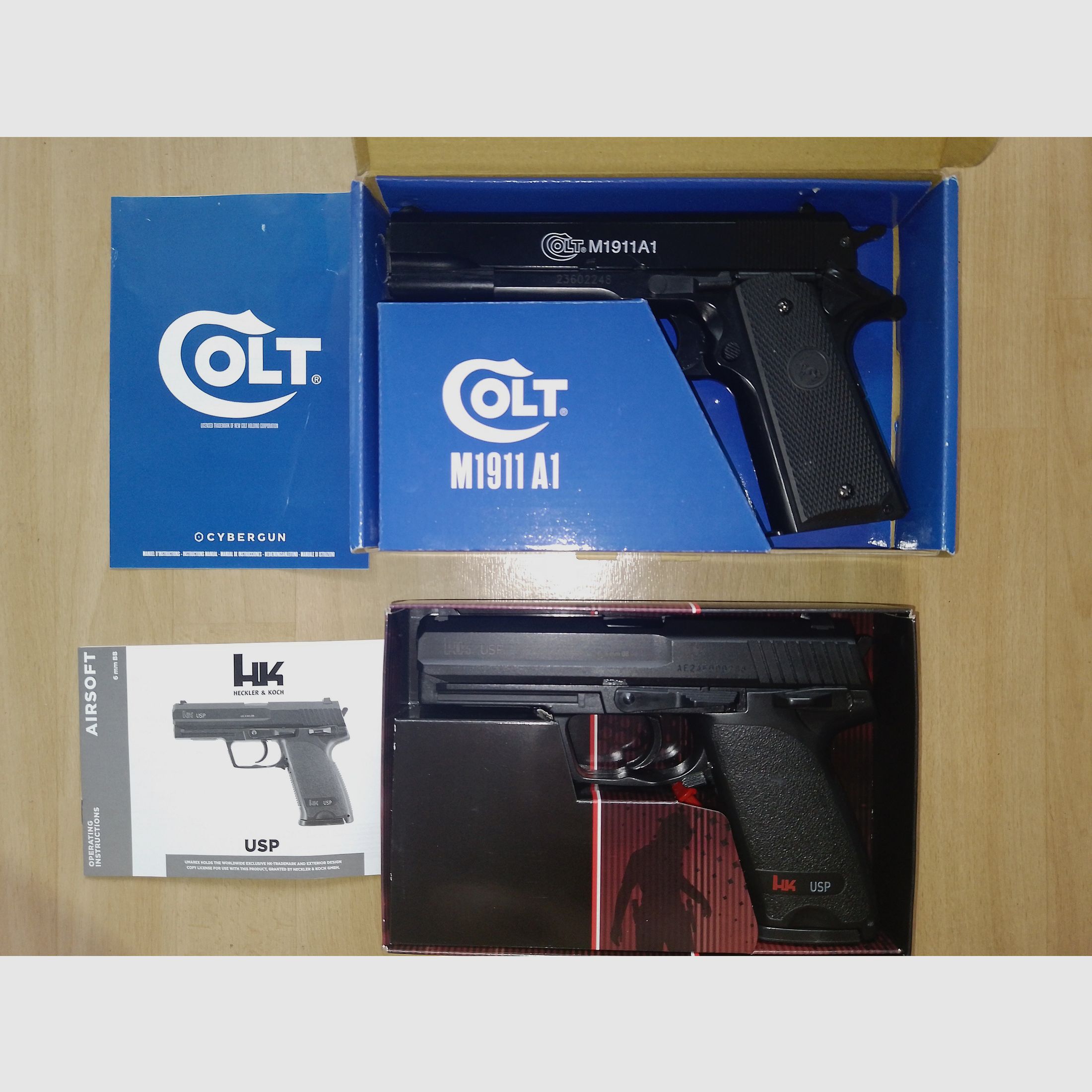 Colt 1911  &  HK USP 6mm Federdruck Airsoft 