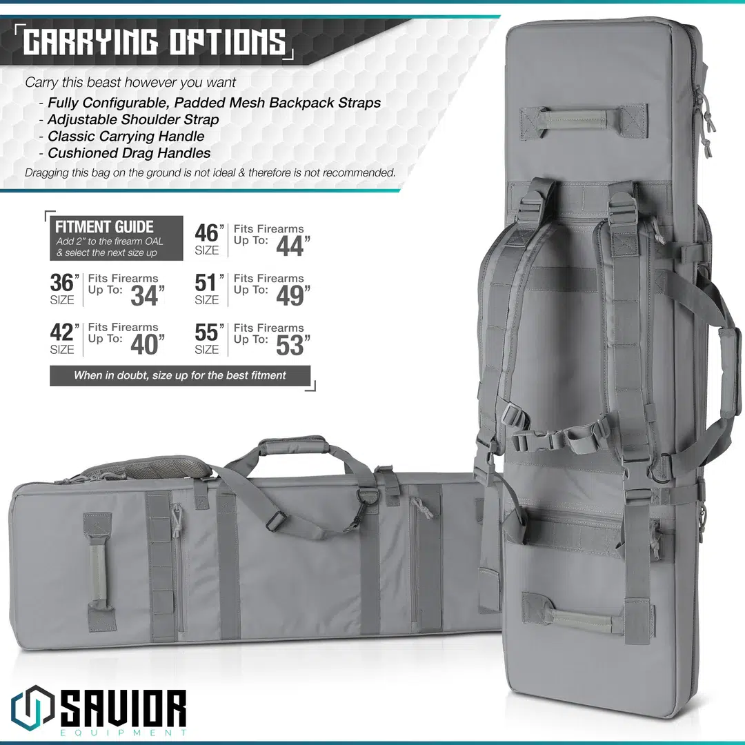 housse carabine double SAVIOR URBAN WARFARE 42&prime; couleur Grey, image 2 sur 6