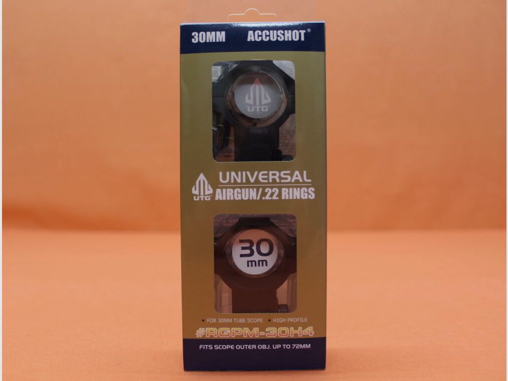 UTG - Leapers UTG Accushot Montageringe 30mm High (RGPM-30H4) Alu schwarz matt für 11-13mm Prismenschiene BH=21mm