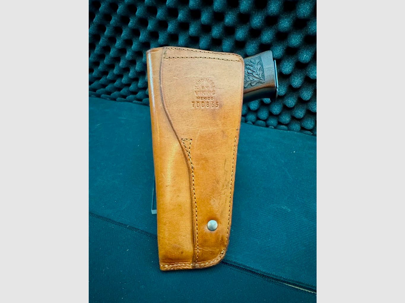 Belt holster, thick leather, half open (quick draw), hard, molded parts, hand made, perfect for CZ75, image 3 of 8