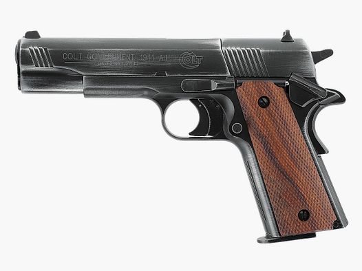 CO2 Pistole Colt Government 1911 A1 Antik-Finish Holzgriffschalen Kaliber 4,5 mm Diabolo (P18)