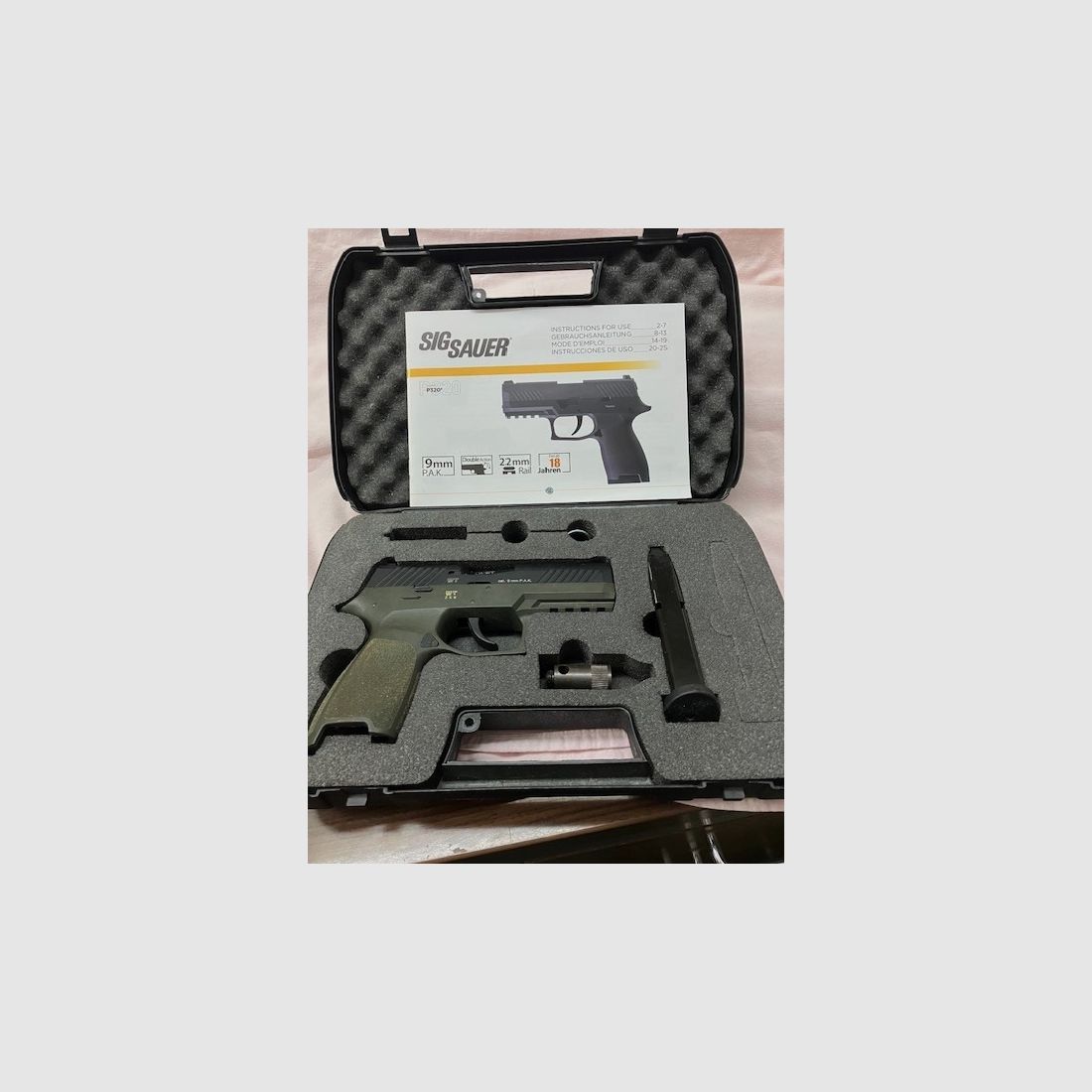 SIG SAUER P320 OD-GREEN, cal. 9mm P.A.K. PTB Nr. 1038