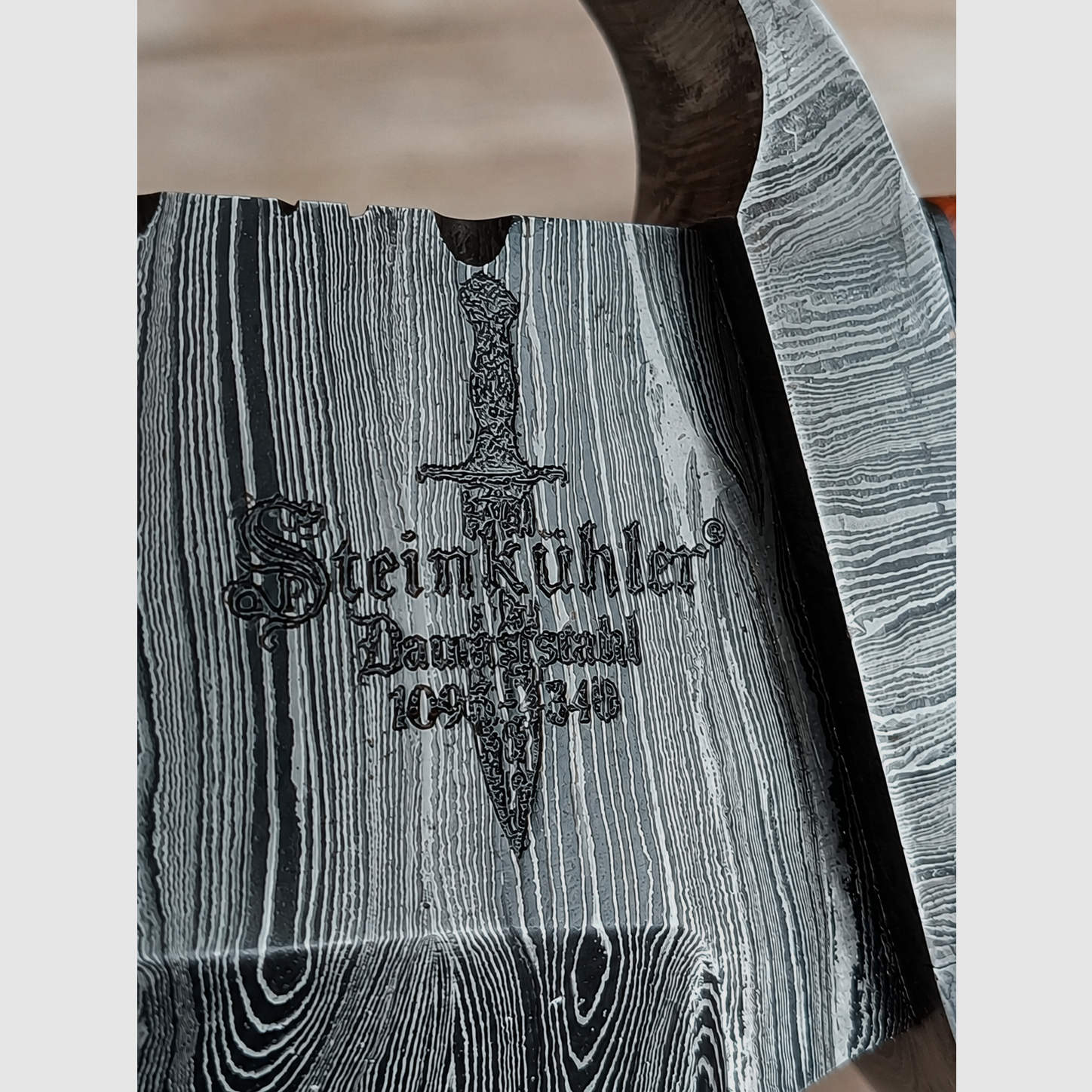 Damast Jagdmesser handgeschmiedet P. Steinkühler – 43cm Bowie Unikat, Bild 3 von 5