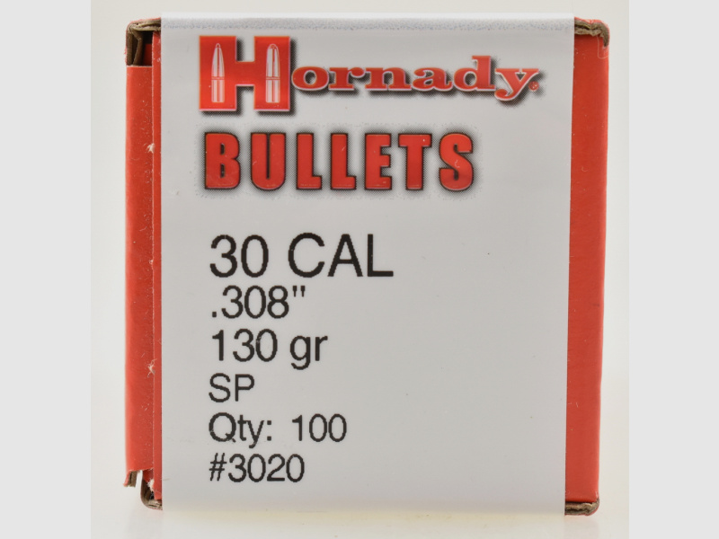 100 Hornady Geschosse .308- 130gr. Soft Point # 3020