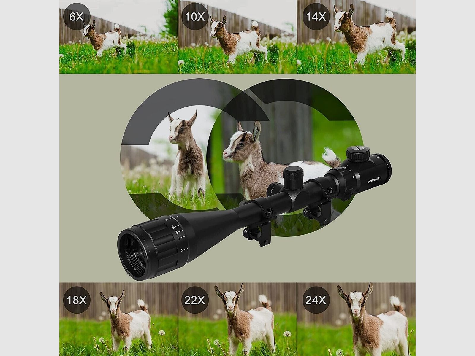 6-24x50 Gewehrzielfernrohre inkl. 11mm,Rot&Grün,für Jagd Softair und Sport