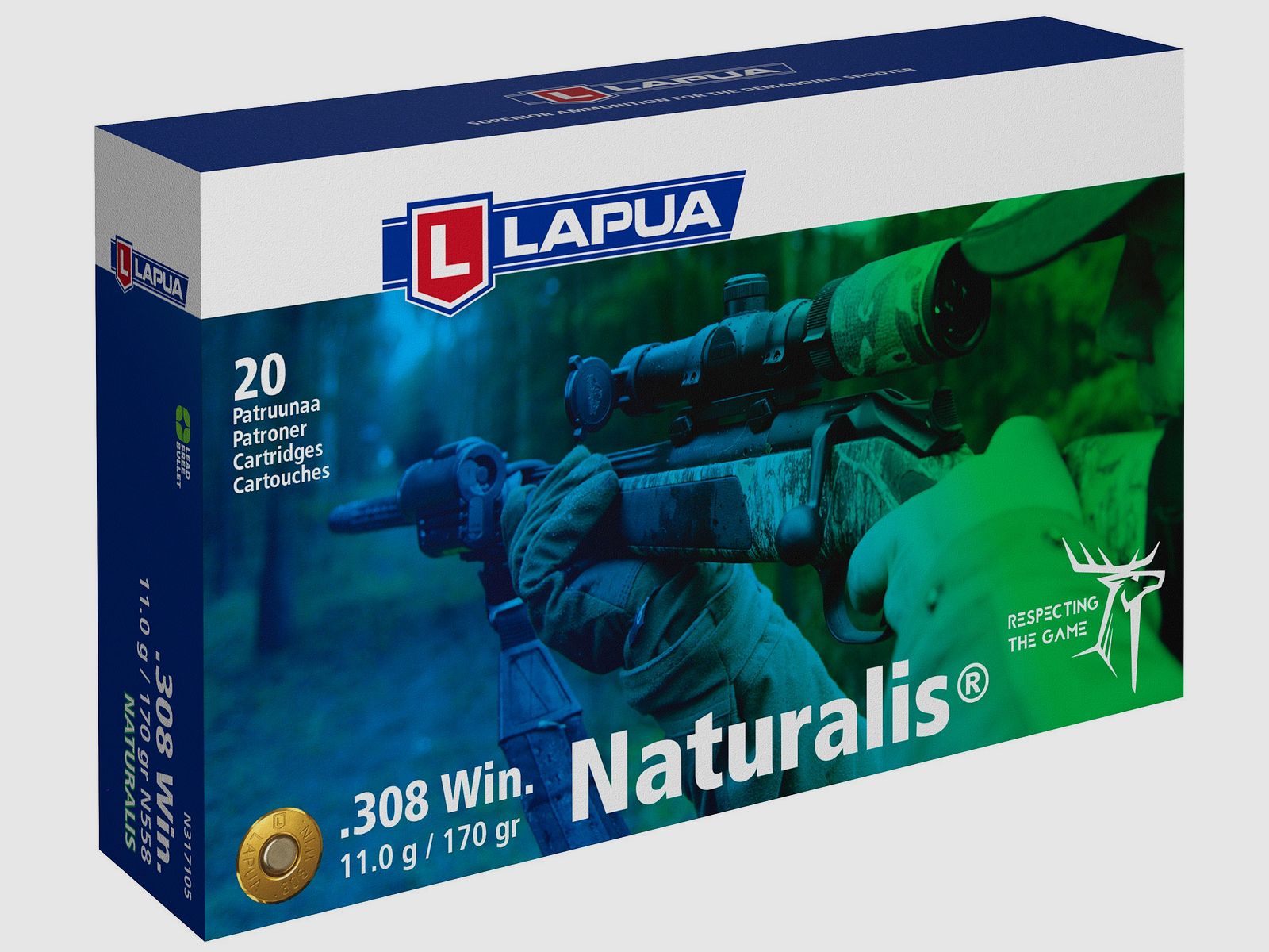 Lapua Büchsenpatronen Naturalis .308. 170 grains