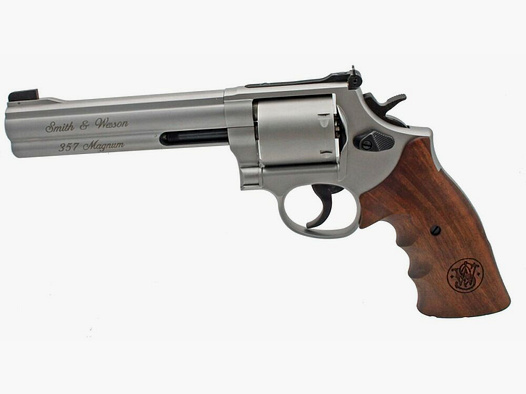 Broń Smith & Wesson S&W Rev. M686 International, 6 cali kaliber .357 Mag., niefiltrowany cylinder, matowe piaskowanie #1