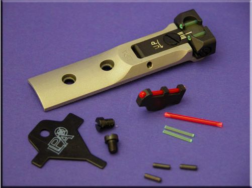 LPA TXT 03-F1 Mira Match Fiber-Optic "PLATA" + Mira Delantera Fiber-Optic para Revólver S&W