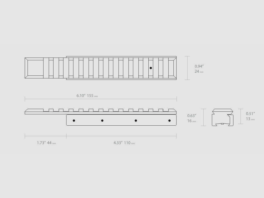 HAWKE 22401 adapter rail 11MM AIRGUN / 3/8" RIFLE TO WEAVER / PICATINN 1 piece