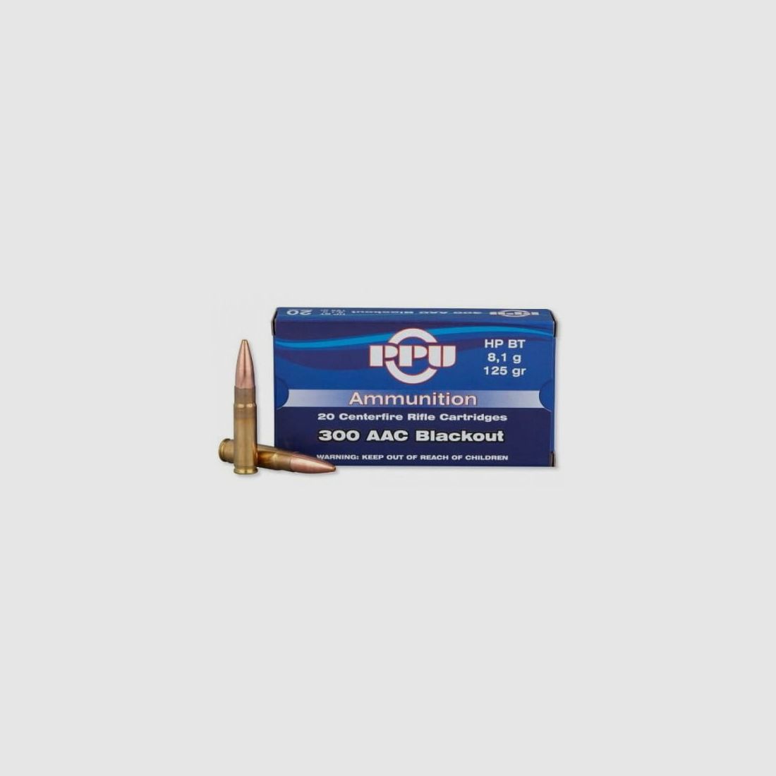 Munitions PPU cal. 300 Blackout AAC 125 gr HP, boîte de 20 pièces