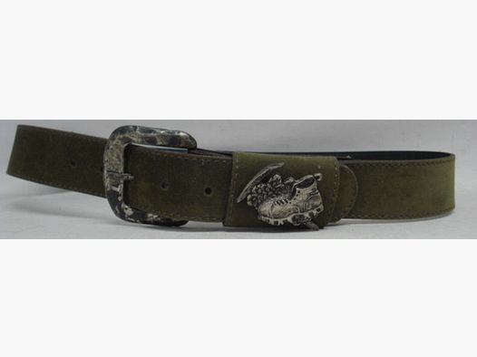 Velour-Leder 85 cm Länge - grün mit Schuhapplikation