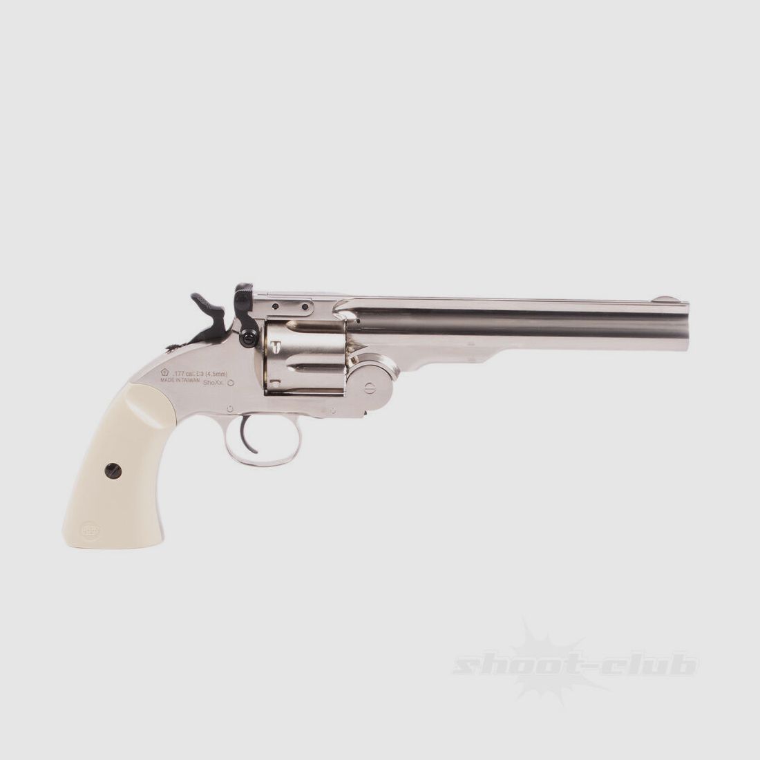 ASG Schofield Revólver CO2 6 pulgadas 4,5mm Diabolo / Plata y Marfil