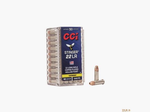 Balle 22 LR Cci Varmint Stinger Pointe Creuse Cuivrée – 32Gr