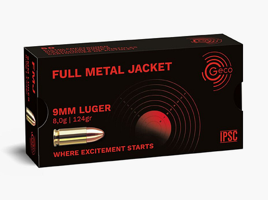 GECO 9 mm Luger FMJ 8,0g / 124GR | Trainingsmunitie