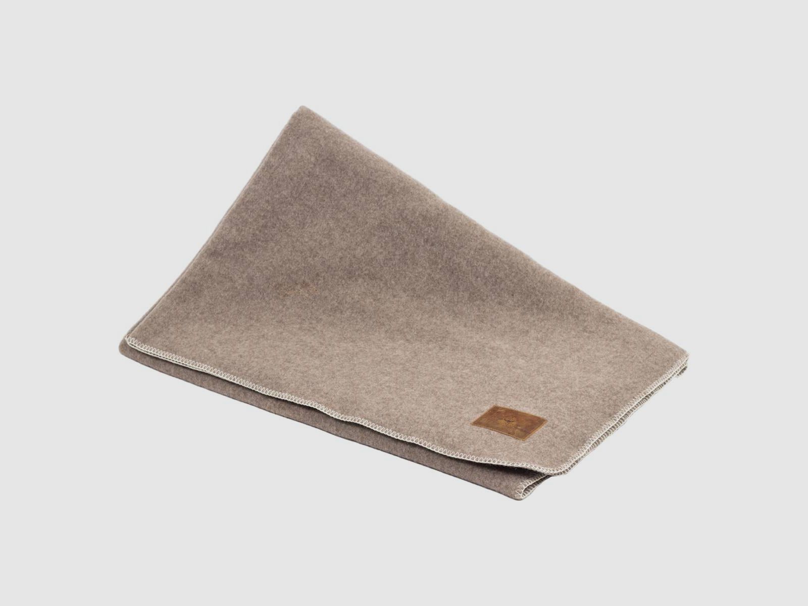 Coperta da camino "Doublette" in lana mongola, beige