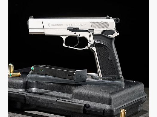 Browning GPDA 9 Blank-Firing Pistol (9 mm P.A.K.), Nickel-Plated – New & in Original Packaging