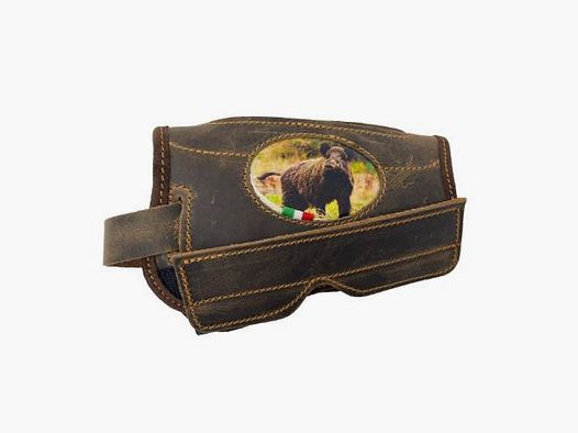 Optischer Ausrichtungsgerät Incantesimi di Cuoio für Gewehr aus Leder mit verstellbarer Höhe und Wildschwein-Muster