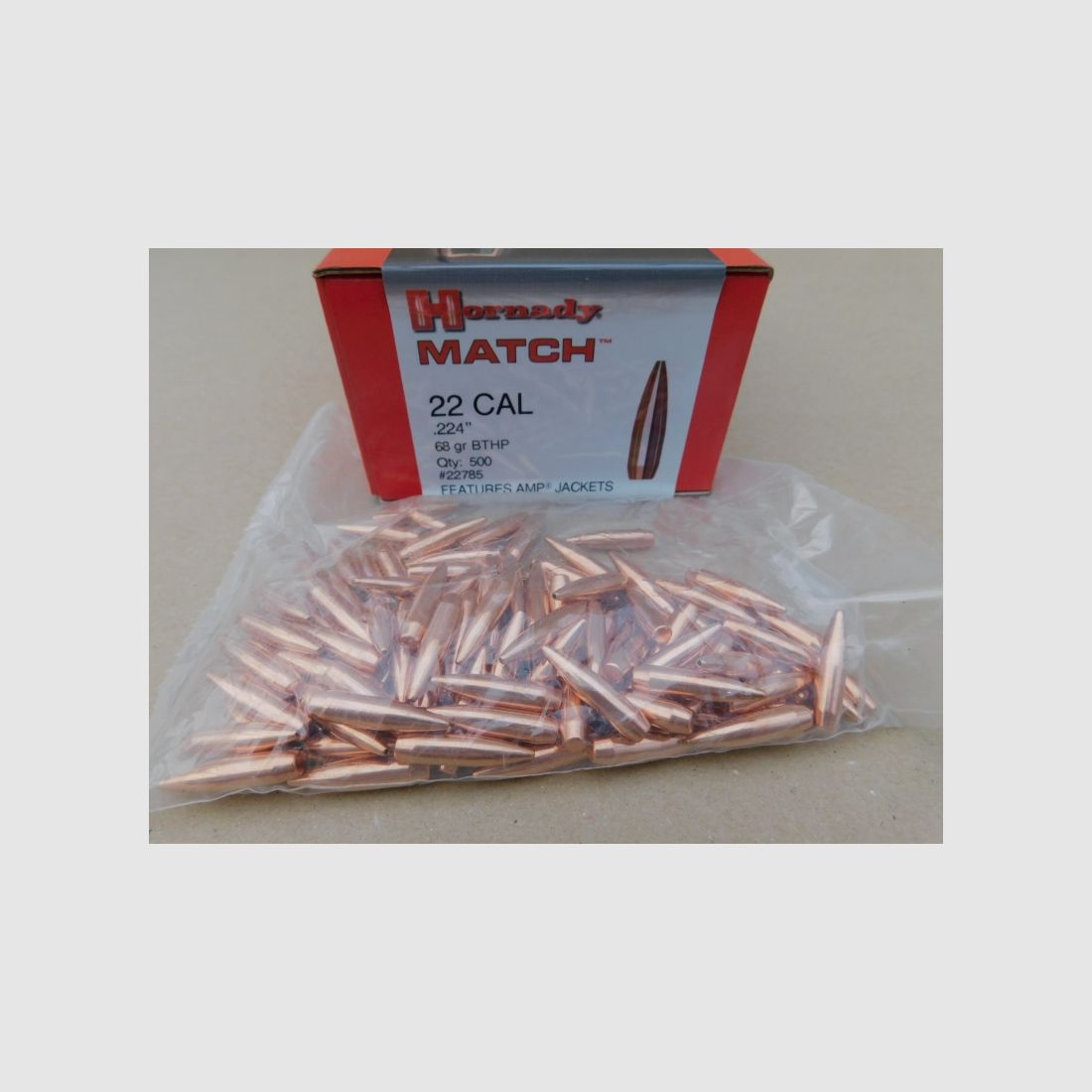 .224/68grs Hornady Match HPBT Geschosse 500 Stk No. 2278