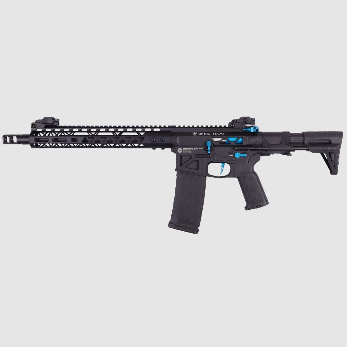 GP R15 FREYA ALPHA Full Skeleton PDW 13" gen.2 M-LOK Czarny/Niebieski S-AEG Wolny od 18 lat -F- | Delta Armory