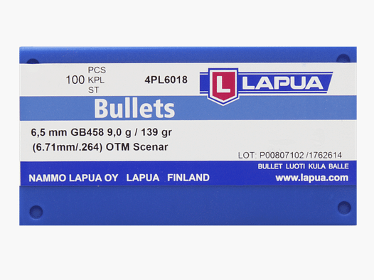 Lapua Geschoss .264 Cal. – Scenar OTM 139grs. – 100 Stk.