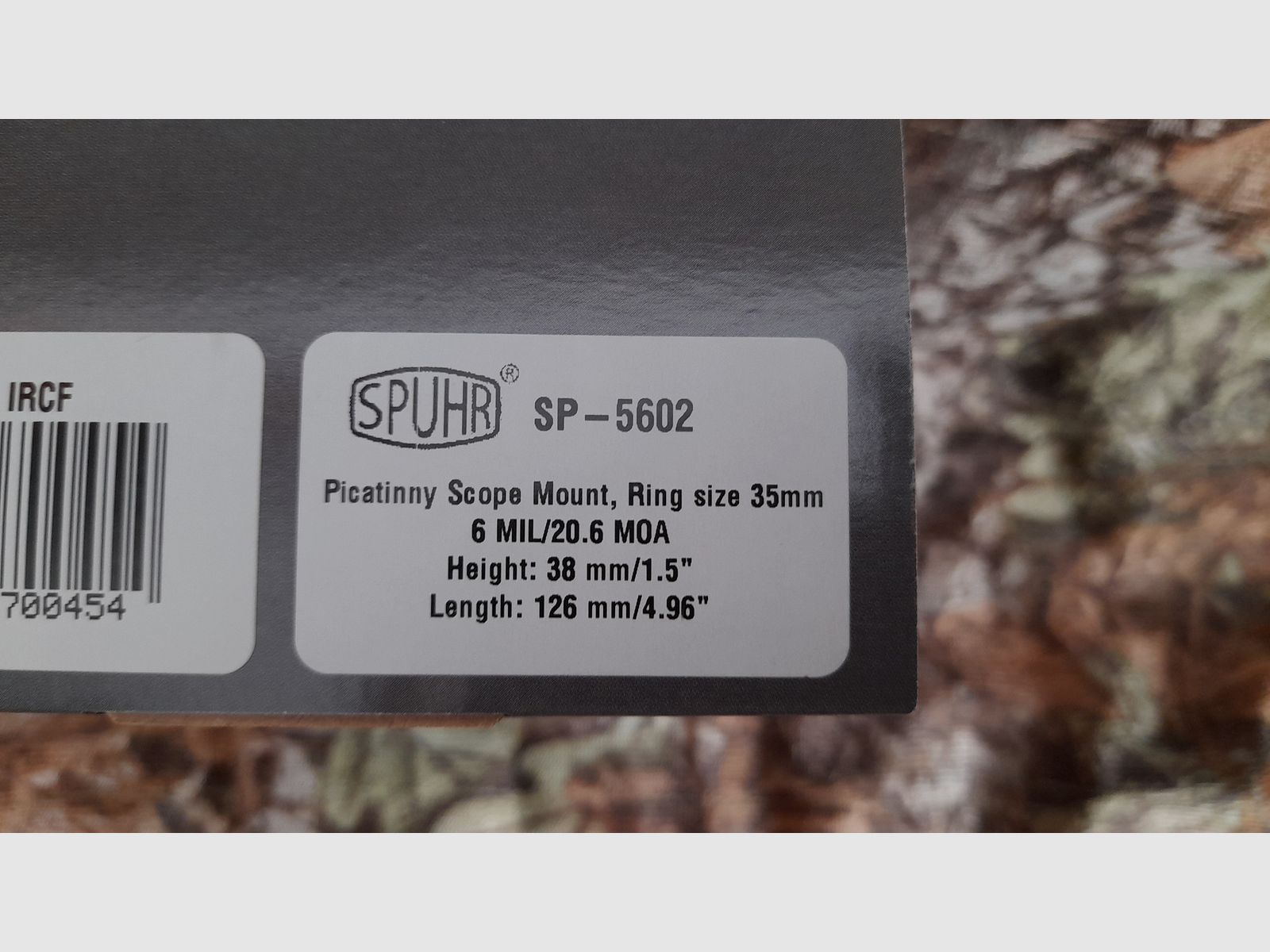 Spuhr SP-5602 Zielfernrohrmontage - Ø35mm - Höhe 38mm - 6 Mil / 20.6 MOA Vorneigung 