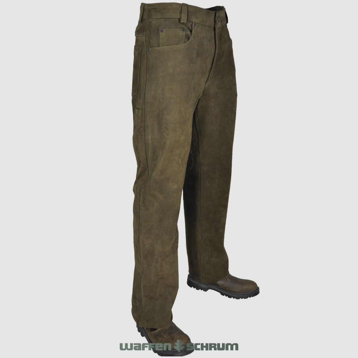 Hubertus Lederhose 5-Pocket  Oliv