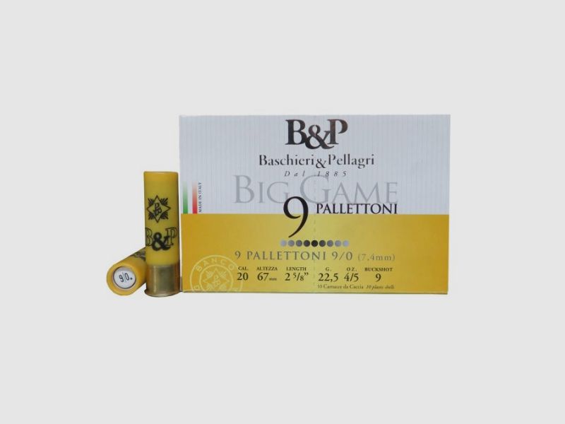 PATRONEN BASCHIERI & PELLAGRI 9 GESCHOSSE Kal.20 STK 10