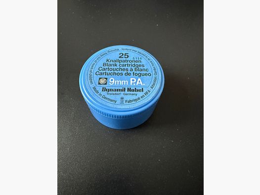 DYNAMIT NOBEL - 25 blank cartridges, bang cartridges, 9mm P.A., Germany
