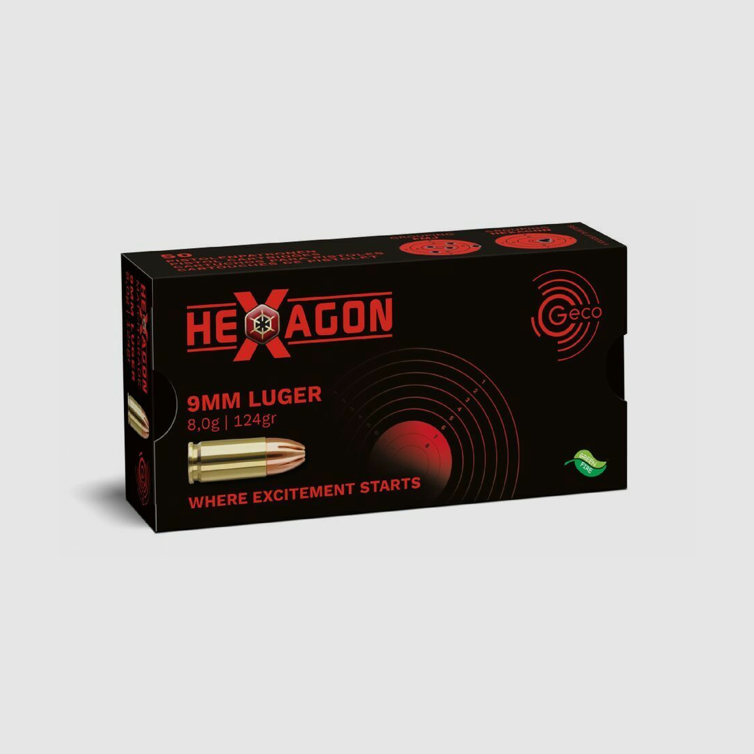 Geco Hexagon 8.0g/124grs à50 9mm Luger