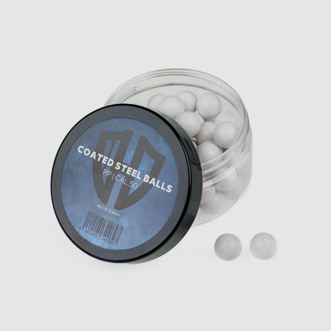 50x GECOTEERDE STAALBOLLEN | PP | 4gr. | Stalen kern met kunststof coating | 12,5mm | HDR50 | HDP50 | ALFA 1.50 | AEA Challenger | compatibel met Vesta PDW | Cal.50