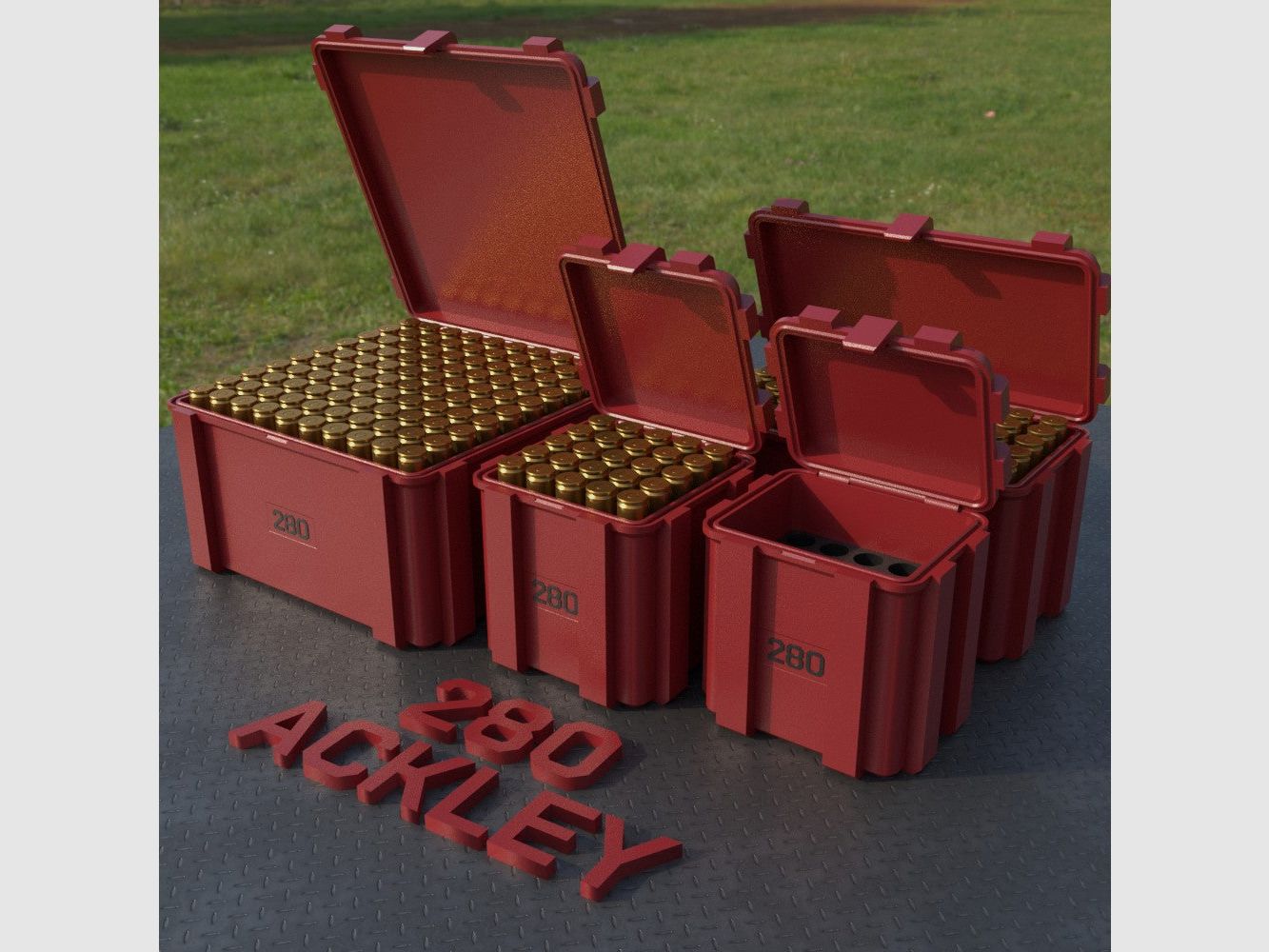 Filamelt Munitionsbox / Ammo Box .280 Ackley – Patronenbox ‘Klappdeckel’ – 20 / 25 / 50 / 100 Runden
