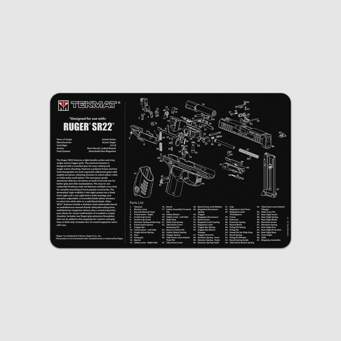 Unterlegmatte Ruger SR22