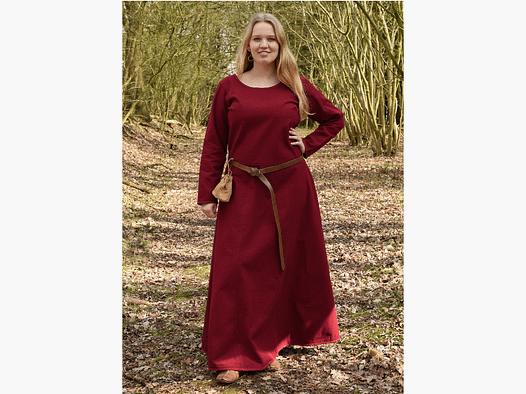 Simple medieval dress Afra made of sturdy canvas, burgundy