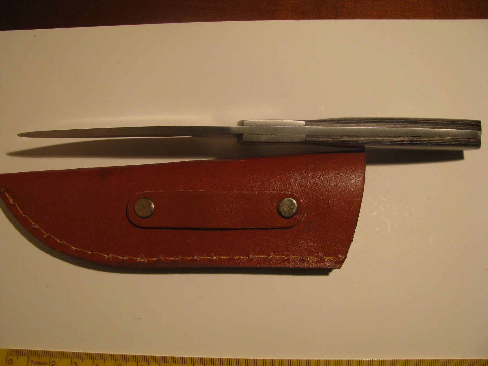 Haushaltsmesser, Campingmesser, Jagdmesser usw., grauer Holzgriff, Lederhülle