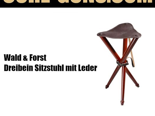 Wald & Forst Dreibein Sitzstuhl mit Leder	 Wald & Forst Dreibein Sitzstuhl mit Leder