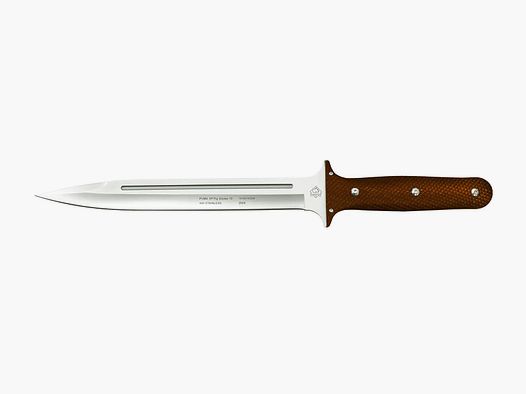 PUMA XP pig sticker 15, Abfangmesser, Pakkaholz braun mit Fischhaut, Lederscheide